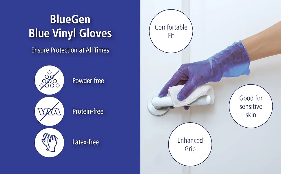 Meditrade BlueGen Blue Vinyl Examinaiton Gloves Small N/S P/F x100 Blue S Vinyl BlueGen PF - Meditrade