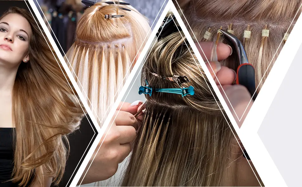 Duufin Hair Extensions Tools Kit 500 Pcs Black Micro Ring Beads 1 Pc Micro Beads Plier 2 Pcs Loop Needle Threader Pulling Hook 4 Pcs Plastic Alligator Clips 1 Pc Comb and 2 Bags Mini Rubber Bands - Duufin hair extension tools are suitable for dark brown or similar color hair extension