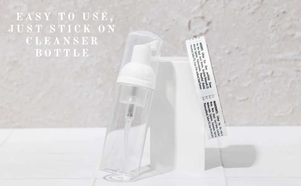 Prolong Lash - Cleanser Concentrate Ingredient Labels - Perfect for Retail Stick on Foaming Cleanser Bottle - 200 Labels per roll - cleasner labels