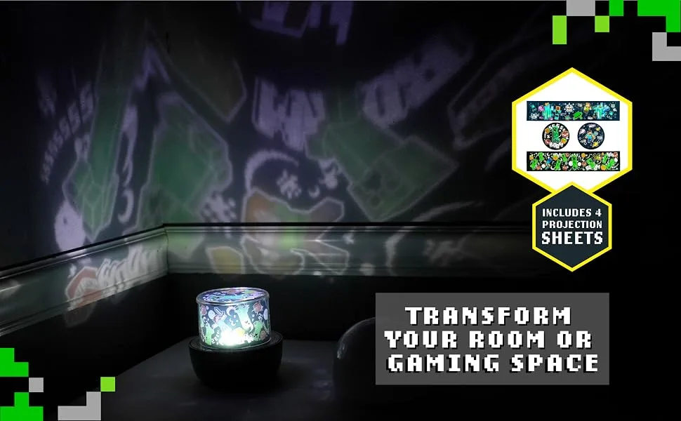 Projection Light - Minecraft Interchangeable Scenes Color Phasing Modes Creeper Night Light and Decoration for Walls and Ceiling - Transform Your Room or Gaming Space