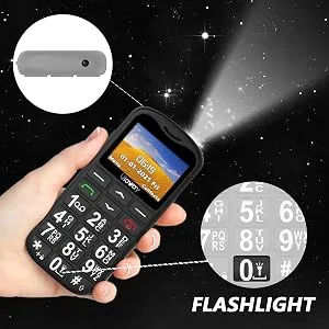 uleway Big Button Mobile Phone for Elderly GSM Unlocked Mobile Phone With SOS Button Speed Dail Torch FM Radio Dual SIM Basic Cell Phone Easy to Use for Seniors (Black) - basic mobile phone with torch