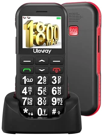 uleway Big Button Mobile Phone for Elderly GSM Unlocked Mobile Phone With SOS Button Speed Dail Torch FM Radio Dual SIM Basic Cell Phone Easy to Use for Seniors (Black) - big button mobile phone