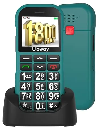 uleway Big Button Mobile Phone for Elderly GSM Unlocked Mobile Phone With SOS Button Speed Dail Torch FM Radio Dual SIM Basic Cell Phone Easy to Use for Seniors (Black) - big button mobile phone