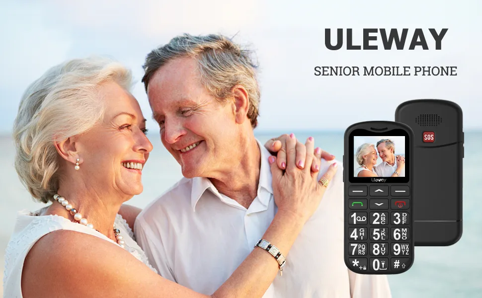 uleway Big Button Mobile Phone for Elderly GSM Unlocked Mobile Phone With SOS Button Speed Dail Torch FM Radio Dual SIM Basic Cell Phone Easy to Use for Seniors (Black) - Uleway senior mobile phone