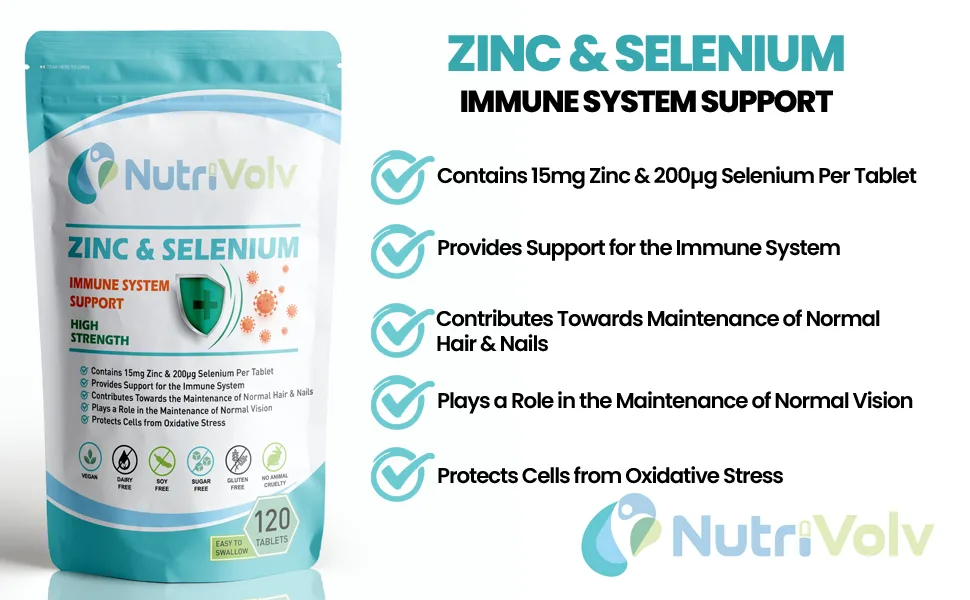 Zinc 15mg & Selenium 200mcg - 120 Tablets - Picolinate & Selenomethionine Immune - Zinc 15mg & Selenium