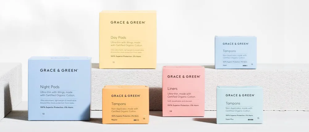 Grace & Green - Bamboo Panty Liners - Ultra Thin - 100% Organic Biodegradable Bamboo - Individually Wrapped - Free from Plastic - 24x Liners Bamboo Liners 24 Count (Pack of 1) - Grace & green