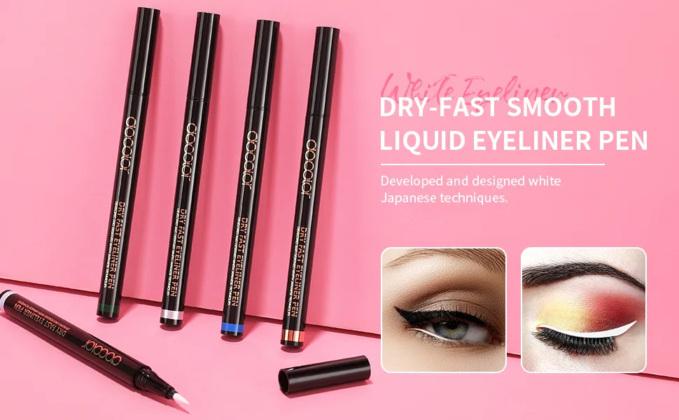 Docolor Waterproof Eyeliner Pen Super Slim Liquid Eyeliner Eye Liner Gel (White) - Eyeliner White