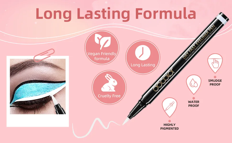 Docolor Waterproof Eyeliner Pen Super Slim Liquid Eyeliner Eye Liner Gel (White) - waterproof eyeliner
