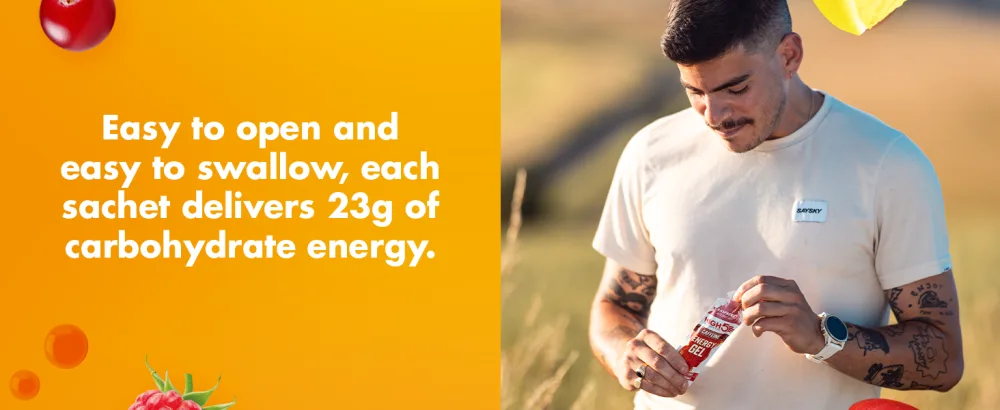 HIGH5 Energy Gel with Electrolytes | Quick Release Energy On The Go | 23 g Carbs | 57mg Magnesium | Great Taste | (Raspberry 5x60g) Raspberry 5 x 60 g - Gels - Carbs Desktop