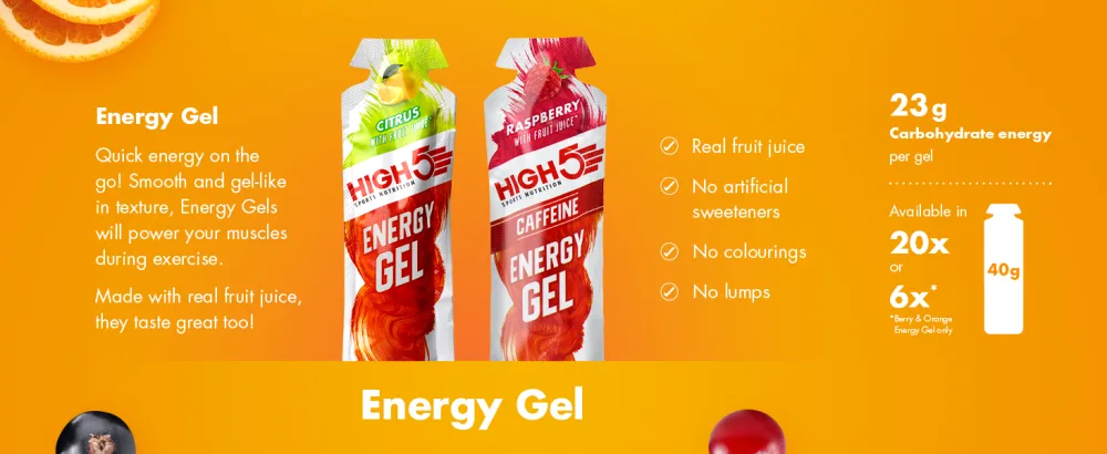HIGH5 Energy Gel with Electrolytes | Quick Release Energy On The Go | 23 g Carbs | 57mg Magnesium | Great Taste | (Raspberry 5x60g) Raspberry 5 x 60 g - Gels Energy Gel Desktop