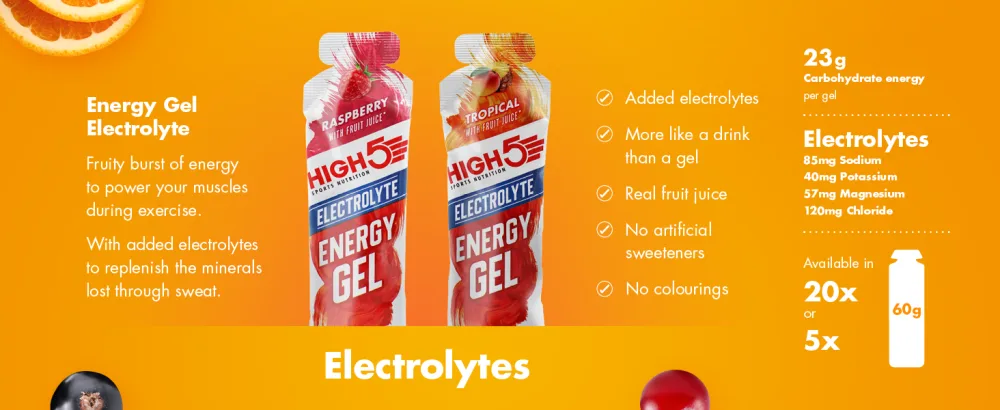 HIGH5 Energy Gel with Electrolytes | Quick Release Energy On The Go | 23 g Carbs | 57mg Magnesium | Great Taste | (Raspberry 5x60g) Raspberry 5 x 60 g - Gels Energy Gel Electrolyte Desktop