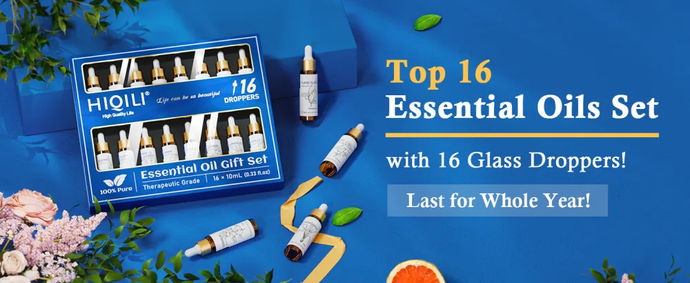 HIQILI Essential Oils Set 16 * 10ml for diffusers for Home Contain Lavender Peppermint Tea Tree Orange Lemongrass Eucalyptus Aromatherapy Scents - 10ML Essential Oils 16 Set