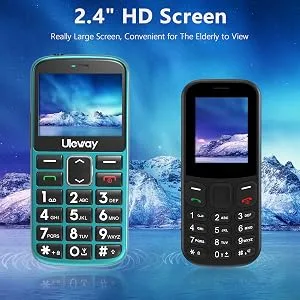 uleway Big Button Mobile Phone for Elderly Dual Sim Unlocked Mobile Phone with SOS Emergency Button Hearing Aid Compatible Easy to Use Basic Phone for Senior (Green no dock) Green (no dock) - dual sim unlocked mobile phone with 2.4&amp;amp;amp;amp;amp;amp;amp;#34; large screen