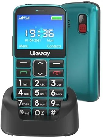 uleway Big Button Mobile Phone for Elderly Dual Sim Unlocked Mobile Phone with SOS Emergency Button Hearing Aid Compatible Easy to Use Basic Phone for Senior (Green no dock) Green (no dock) - senior mobile phone