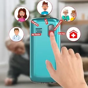 uleway Big Button Mobile Phone for Elderly Dual Sim Unlocked Mobile Phone with SOS Emergency Button Hearing Aid Compatible Easy to Use Basic Phone for Senior (Green no dock) Green (no dock) - senior mobile phone with sos emergency button