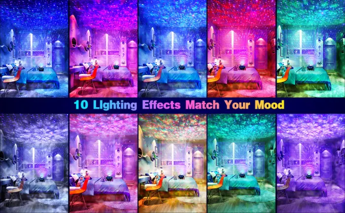 Devan Star Projector Galaxy Light Projector Ocean Wave LED Night Light Lamp with Remote Control Colors Changing Music Bluetooth Speaker Timer for Baby Black - galxy projector