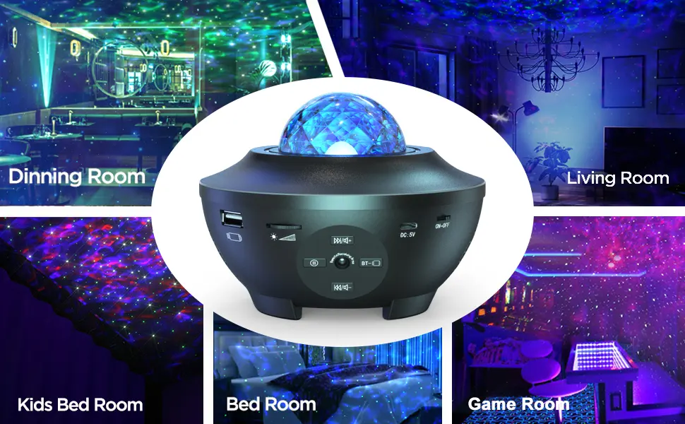 Devan Star Projector Galaxy Light Projector Ocean Wave LED Night Light Lamp with Remote Control Colors Changing Music Bluetooth Speaker Timer for Baby Black - galxy projector