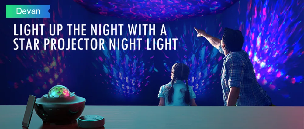 Devan Star Projector Galaxy Light Projector Ocean Wave LED Night Light Lamp with Remote Control Colors Changing Music Bluetooth Speaker Timer for Baby Black - main image