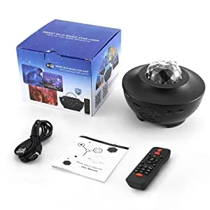 Devan Star Projector Galaxy Light Projector Ocean Wave LED Night Light Lamp with Remote Control Colors Changing Music Bluetooth Speaker Timer for Baby Black - night light