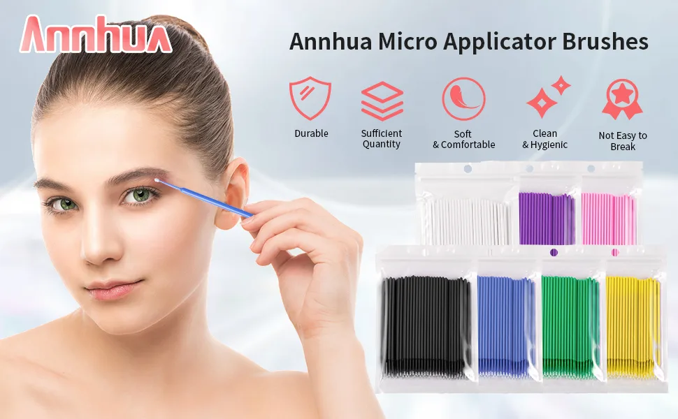 200PCS Micro Applicator Brushes Disposable Application Brushes for Eyelash Extensions Makeup Dental Care and Cleaning White - micro brush