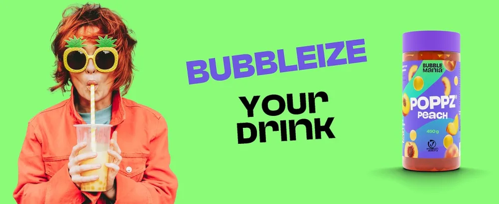 POPPZ Popping Boba Fruit Pearls for Bubble Tea - Fruit Bursting Tapioca Pearls by Bubble Mania | 450g (Mango) Mango 450 g (Pack of 1) - POPPZ Bubbleize Your Drink