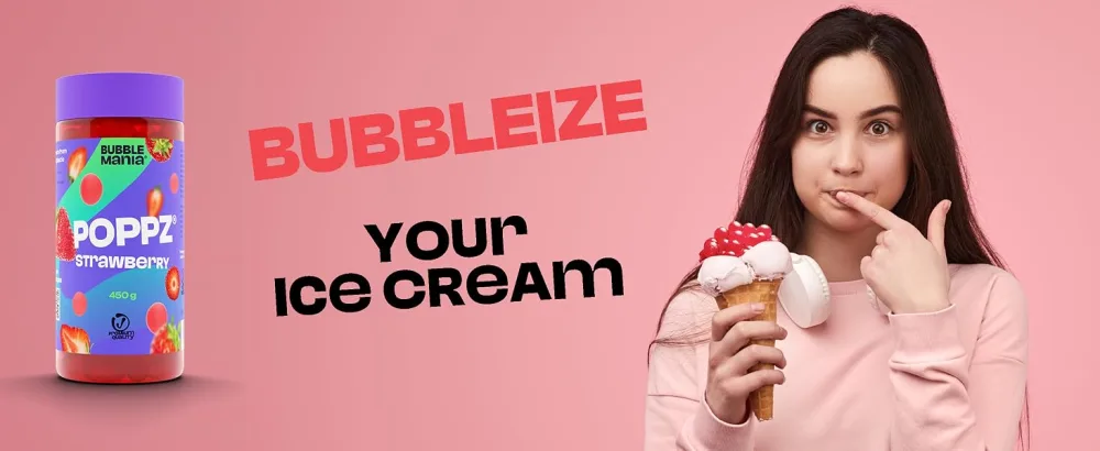 POPPZ Popping Boba Fruit Pearls for Bubble Tea - Fruit Bursting Tapioca Pearls by Bubble Mania | 450g (Mango) Mango 450 g (Pack of 1) - POPPZ Bubbleize Your Ice Cream