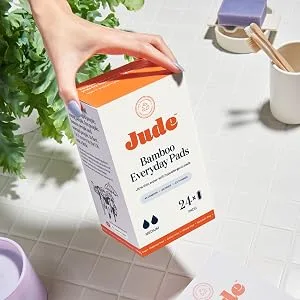 Jude Everyday Bamboo Incontinence Pads - for Medium Leaks & Gushes - Ultra Thin Super Soft & Totally Biodegradable (Single - 24 Pads) 24 Count (Pack of 1) - Jude Pads and Liners