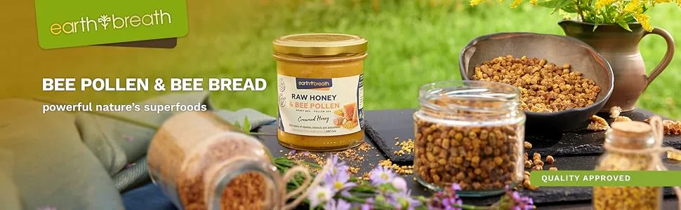 Earthbreath Bee Pollen Granules - 200gr - Pure Raw Natural - Healthy Immunity Support - Free from Any Artificial Additives 200 g (Pack of 1) - Bee Pollen and Bee Bread
