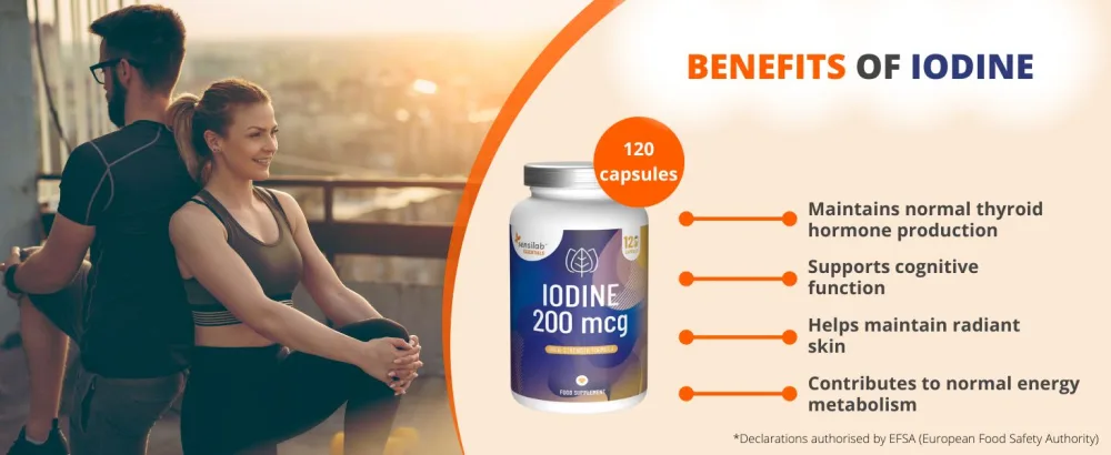 Sensilab Essentials Iodine Tablets 200 mcg Potassium Iodide Capsules for Thyroid & Nervous System Support 120 Iodine Capsules - 4-Month Supply - Sensilab Essentials Yodo
