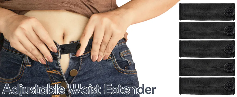 Lanjue 5PCS Adjustable Waist Extender Elastic Button Extender Pants Waist Extension for Trousers Jeans Pregnant Trousers - product information 32