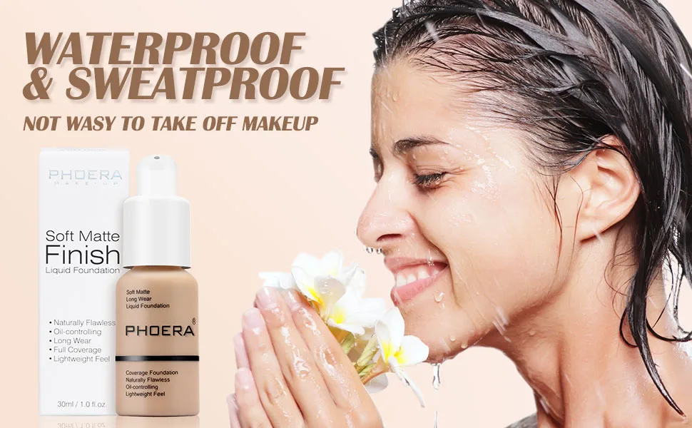 PHOERA 30ml Foundation Liquid Foundation Full Coverage 24HR Matte Oil Control Concealer Liquid Foundation With foundation Brush Soft Matte Full Coverage Foundation and Concealer (102) 2 Piece Set 102 - phoera foundation