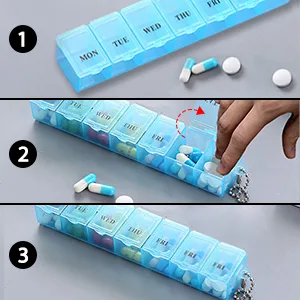 2Pcs Pill Box Portable Pill Organiser Travel Tablet Box 7 Days Tablet Organiser with Compartments for Medication Supplements Vitamins and Cod Liver Oil(Pink and Blue) - product information 18