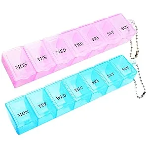 2Pcs Pill Box Portable Pill Organiser Travel Tablet Box 7 Days Tablet Organiser with Compartments for Medication Supplements Vitamins and Cod Liver Oil(Pink and Blue) - product information 20