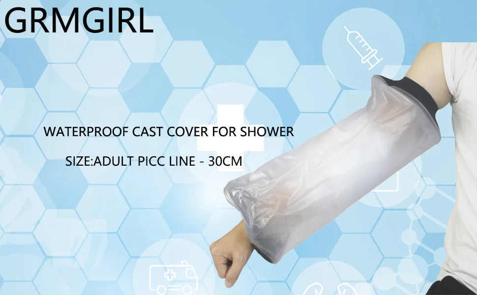 HKF HO KI HO Picc Line Waterproof Protector Cast and Dressing Cover Arm Sleeve Protector Bandages and Plasters Dry During Shower Reusable and Soft. - Picc Line Waterproof Protector Cast and Dressing Cover