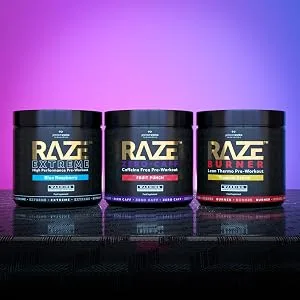 Protein Works | Raze Burner Pre Workout Powder | Thermogenic | Caffeine Carnitine & Tyrosine | Blue Raspberry | 30 Servings - Raze range