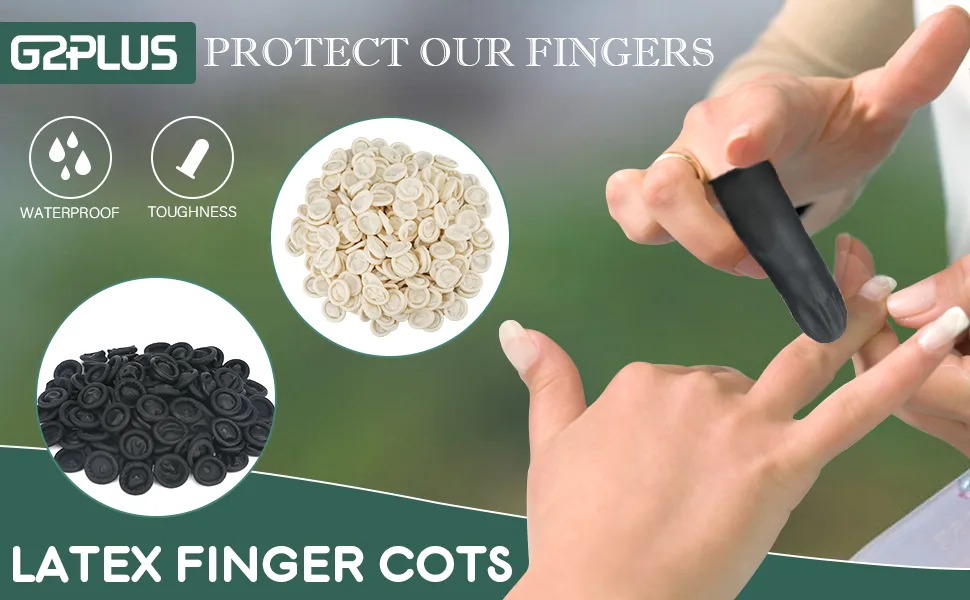 G2PLUS Black Finger Cots 200 PCS Latex Anti-Static Finger Covers Finger Tip Rubber Protect Keeping Dressing Dry and Clean 200 PCS Black - Latex Finger Cot