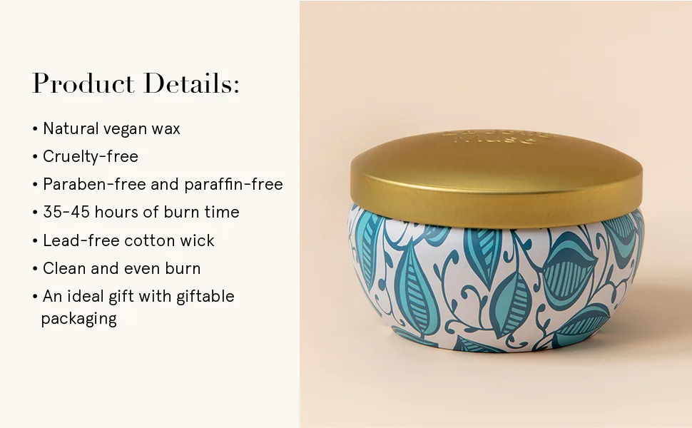 LA Jolie Muse Sage & Eucalyptus Scented Candle Natural Soy Wax Candle 45 Hours Long Burning Tin 185g Sage & Eucalyptus Set of 1 - product information 7