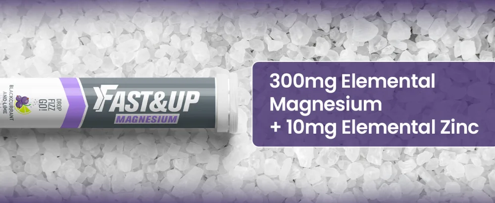 Fast&Up Magnesium - 300mg Magnesium & 10mg Zinc - 20 Tablets - Refreshing Blackcurrant & Lime Flavour 20 Count (Pack of 1) - magnesium