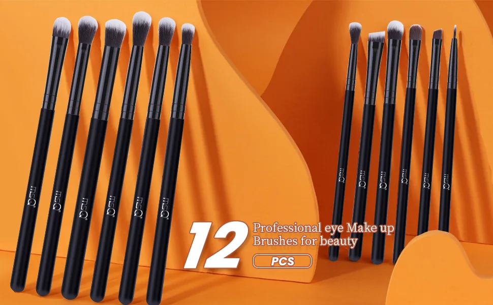 MSQ Eyeshadow Brushes 12Pcs Professional Eye Makeup Brush Set Eye Makeup Brushes Set for Concealer Eyeliner Eyelash Eyebrow Blending Contour (Pure Black) 1Pure Black - product information 9