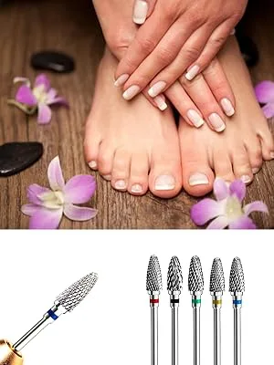 Fantexy Nail Drill Bits Set For Acrylic Nails 3/32 Inch Professional Tungsten Nail File Bits Nail Art Tools Manicure Pedicure Shapen Remove Tools Home Salon Use(5pcs) 5pcs-type 1 - product information 12