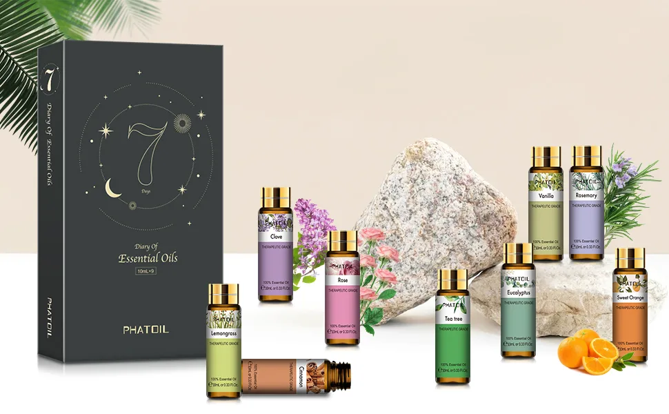 PHATOIL Top 9 Essential Oil Set for Diffuser Aromatherapy and Candle Making Pure Premium Grade Aromatherapy Oils Gift Set Essential Oils for Skin and Hair 10ml 9 Piece Set-1 - product information 17