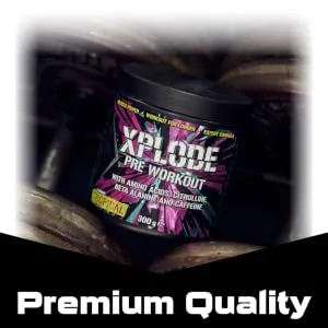 SCI-MX - X-PLODE Pre-Workout - 300g - Tropical Flavour - 250mg Caffeine 6g Citrulline Malate 3.2g Beta Alanine / serving - Suitable for Vegetarians + Vegans - premium quality