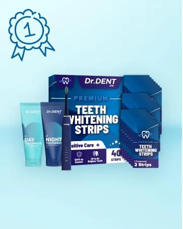 DrDent Premium Teeth Whitening Strips - 20 Sessions Non-Sensitive Formula 40 Peroxide Free Safe for Enamel + Mouth Opener Included - Modul 6