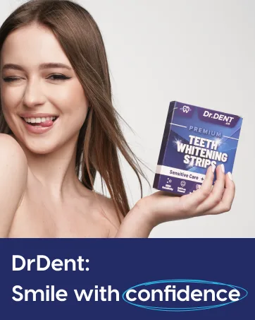 DrDent Premium Teeth Whitening Strips - 20 Sessions Non-Sensitive Formula 40 Peroxide Free Safe for Enamel + Mouth Opener Included - Module 1