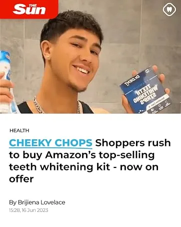 DrDent Premium Teeth Whitening Strips - 20 Sessions Non-Sensitive Formula 40 Peroxide Free Safe for Enamel + Mouth Opener Included - The Sun DrDent Featured Article