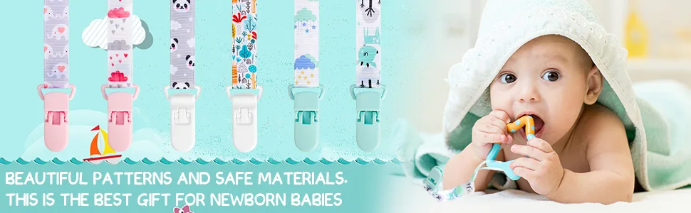 6 Pcs Adjustable Dummy Clips Girls Plastic Pacifier Clips with Plastic Clasp Soother Chains Holder for Newborn Boys Girls Essentials Baby Shower Clips - Adjustable dummy clips