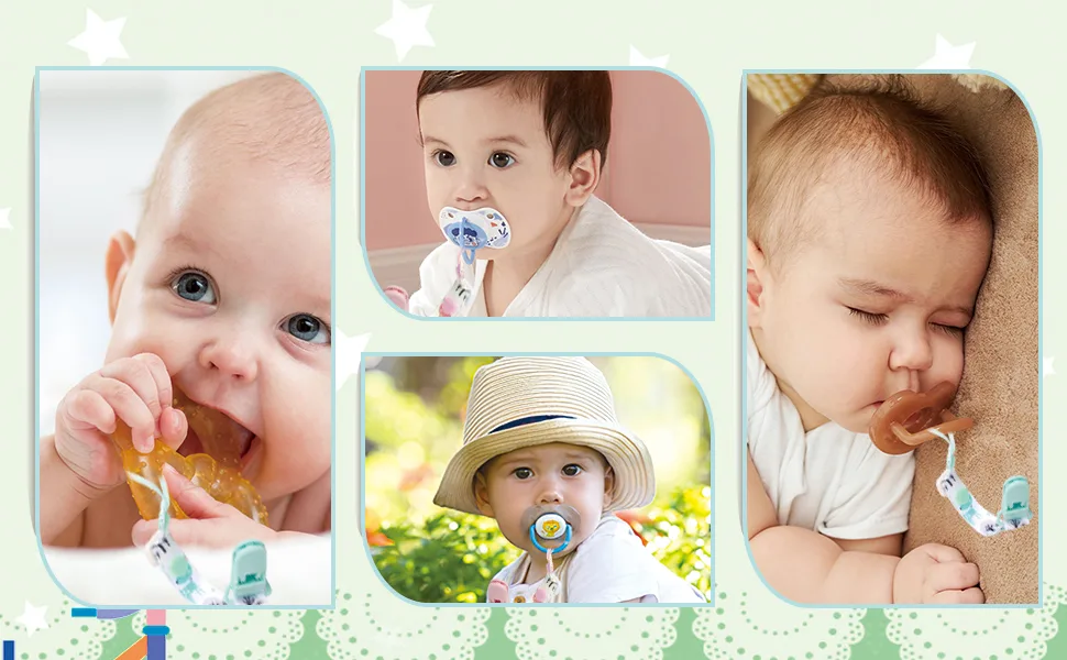 6 Pcs Adjustable Dummy Clips Girls Plastic Pacifier Clips with Plastic Clasp Soother Chains Holder for Newborn Boys Girls Essentials Baby Shower Clips - Adjustable dummy clips