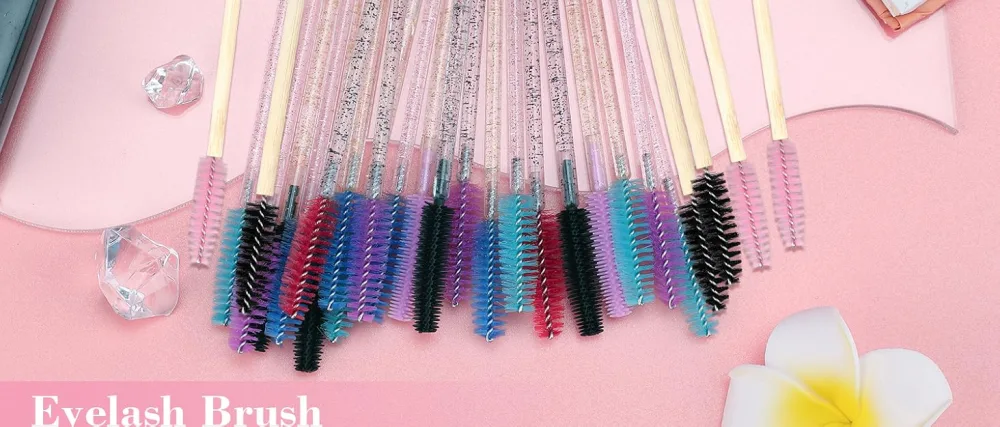 GCQQ 50Pcs Eyelash Wands Disposable Mascara Wands Black Pink Spoolies Eyelash Brushes for Lash Extensions Eyebrow Separate Black and Red 50PCS - Disposable Eyelash Wands