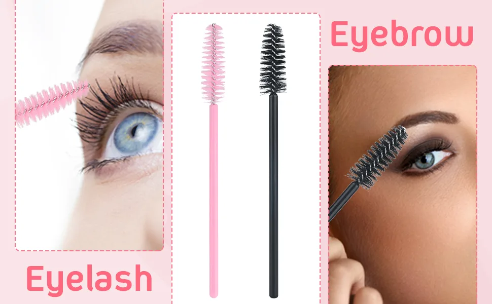 GCQQ 50PCS Mascara Wands Disposable Eyelash Eyebrow Spoolie Brush for Makeup Eyelash Extensions(Black) Black 50PCS - Eyebrow brushes
