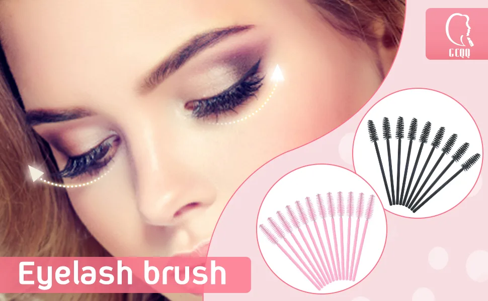 GCQQ 50PCS Mascara Wands Disposable Eyelash Eyebrow Spoolie Brush for Makeup Eyelash Extensions(Black) Black 50PCS - Eyelash brush